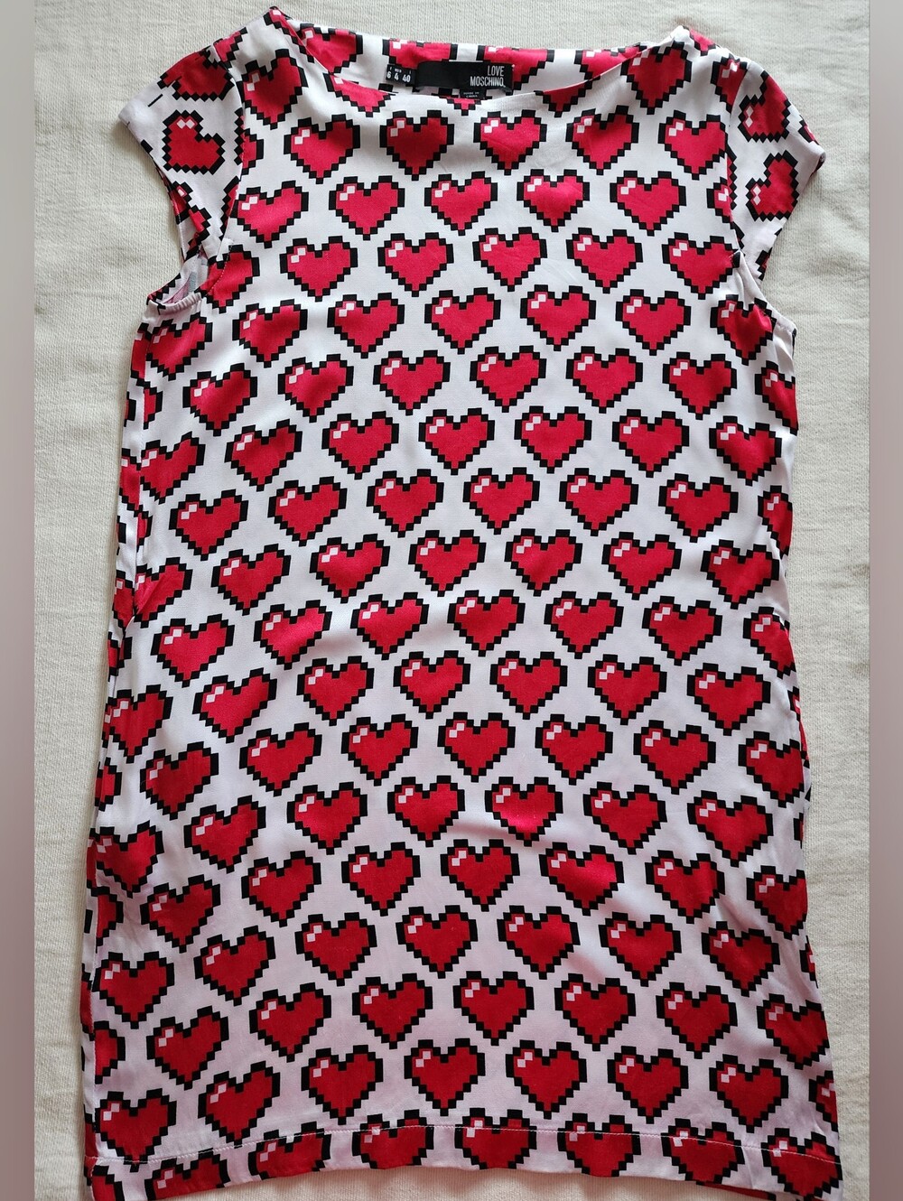LOVE MOSCHINO Pixel Heart Print Shift Dress / Mini Dress